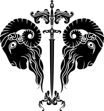 Sword with reflected ram head clipart