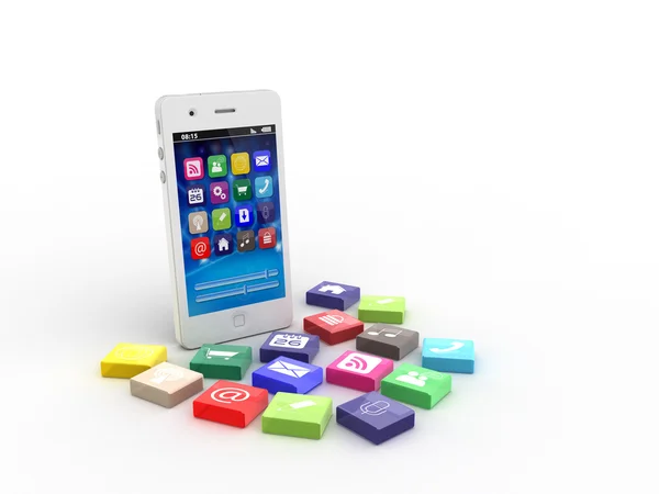 Smartphone con iconos de aplicación — Foto de Stock