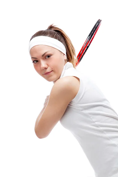 Femme avec raquette de tennis — Photo