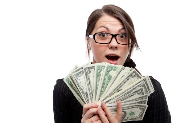 Woman and money. — Stock Photo, Image