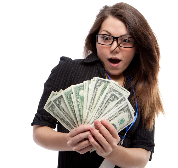 Woman and money. — Stock Photo, Image