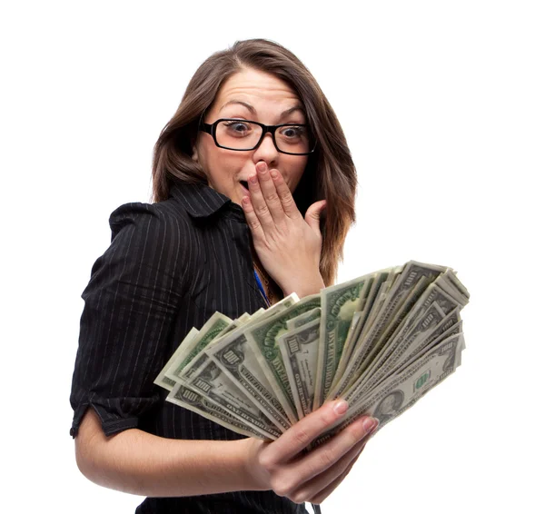 Женщина и деньги. — стоковое фото