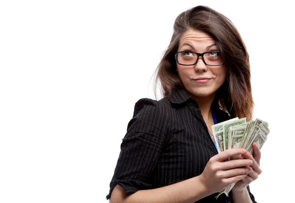 Woman and money. — Stock Photo, Image