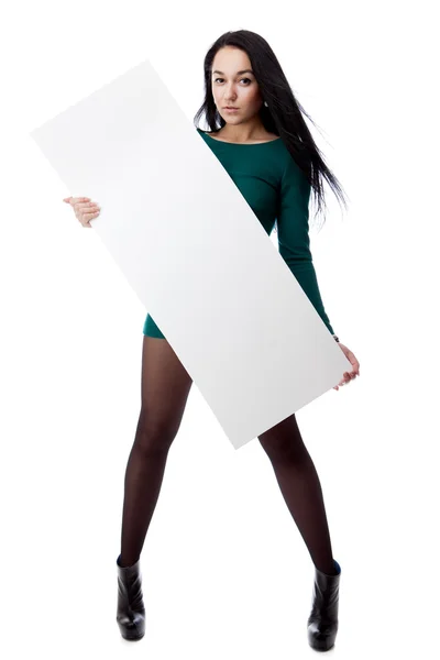 美丽性感的女人拿空白板. — 图库照片