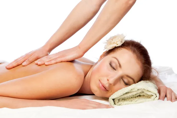 Young beautiful woman getting massage. — Stock Photo, Image