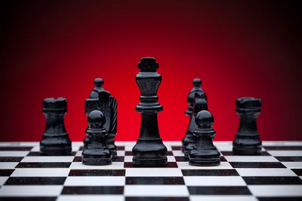 Černé šachové figurky — Stock fotografie