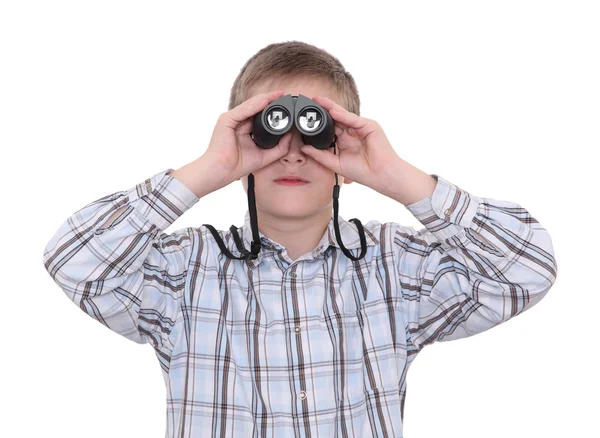 Boy with binoculars — Stock Photo, Image