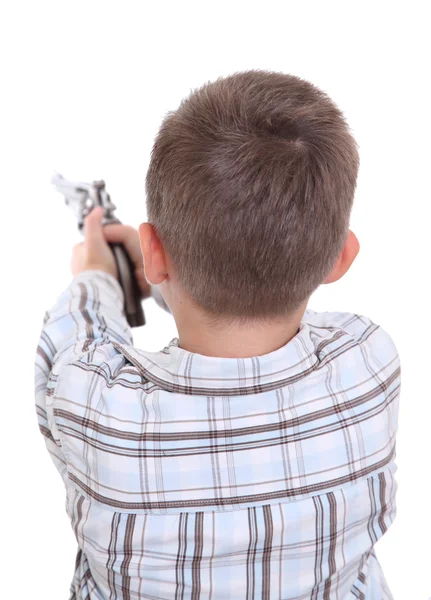 Menino com arma de brinquedo — Fotografia de Stock