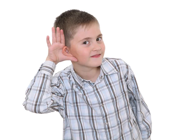 Αγόρι που δείχνει να ακούει — Φωτογραφία Αρχείου