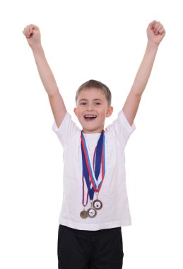 Happy boy with medals clipart