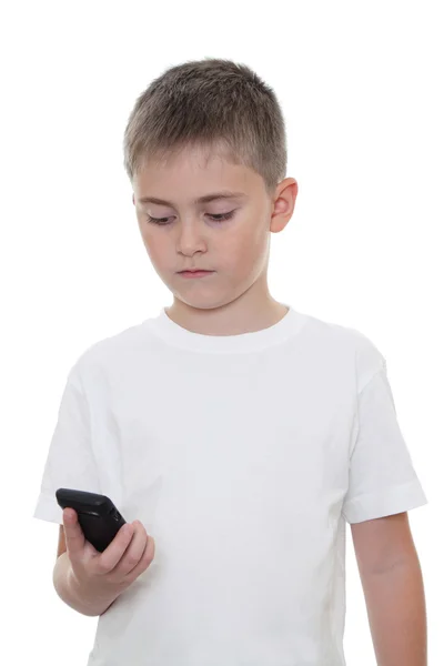 Хлопчик з мобільним телефоном — стокове фото