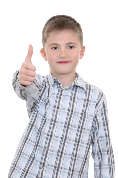 A smiling boy with Okay sign — Stock Photo, Image