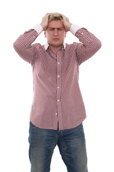 Egy ember, fejfájás — Stock Fotó