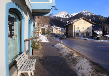 Street of ski resort Kampitello in Italy clipart