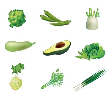 Set of green vegetables clipart