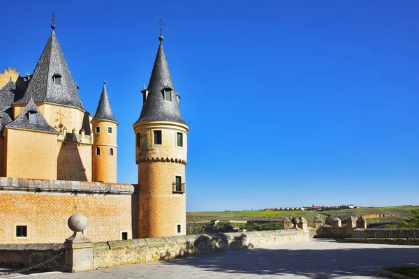 stock image Palace in Segovia and rural fields