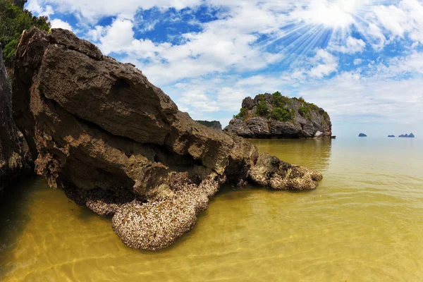 Grunt vacker strand en liten ö — Stockfoto