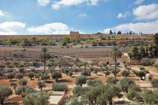 Защитная стена Иерусалима и обнесенные стеной "Золотые ворота
"