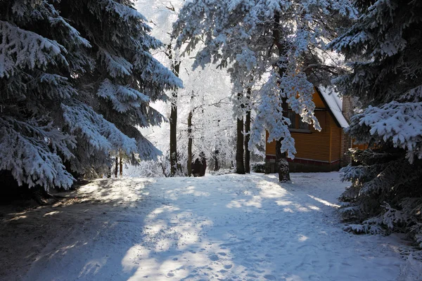 Śnieżne ski hotel — Zdjęcie stockowe