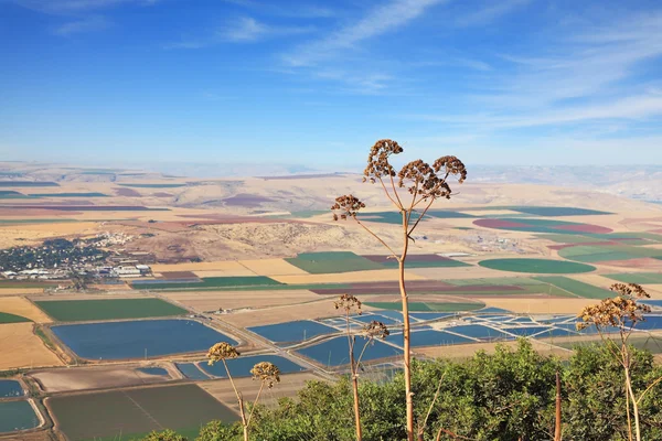Campi, prati e villaggi dalla collina Gilboa — Foto Stock
