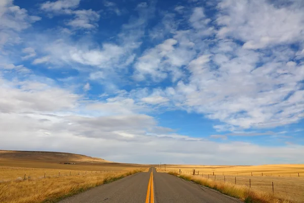 Grote Amerikaanse road in de velden — Stockfoto