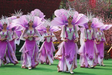 The Chinese ensemble in lilac suits clipart