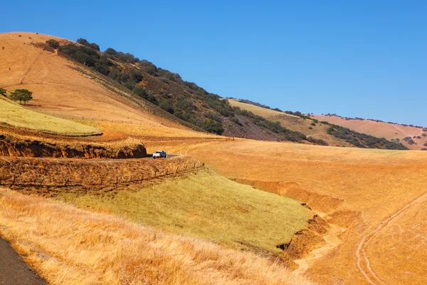 stock image The hills of California and car