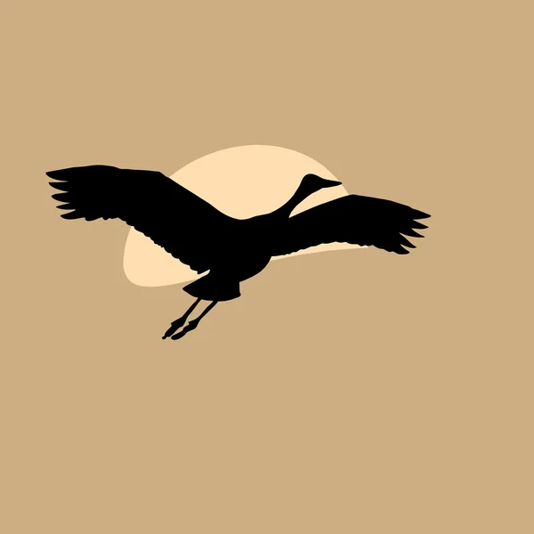 Crane in sky on solar background, vector illustration — Stock Vector