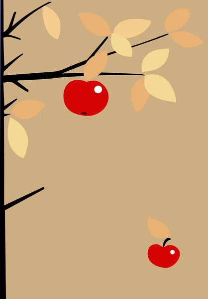 Rött äpple på brun bakgrund, vektor illustration — Stock vektor