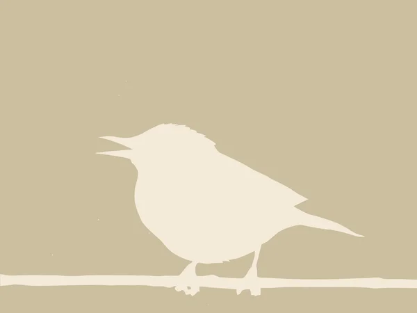 Fågel på gren på brun bakgrund, vektor illustration — Stock vektor