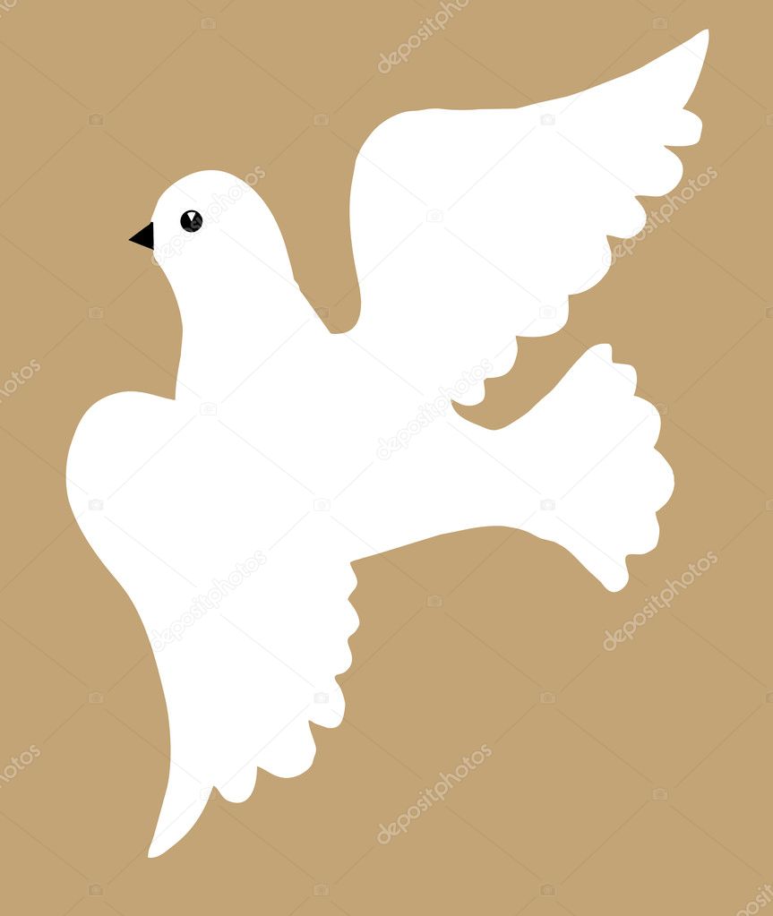 dove silhouette on brown background, vector illustration