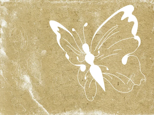 Silueta de mariposa sobre papel viejo — Foto de Stock