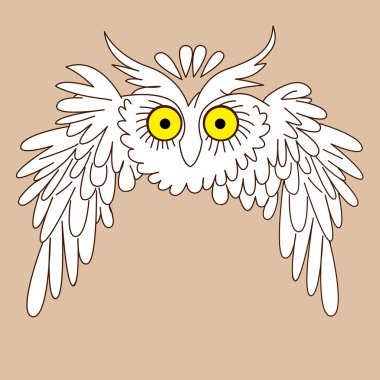 owl silhouette on yellow background, vector illustration clipart