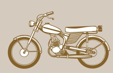 moped silhouette on brown background, vector illustration clipart