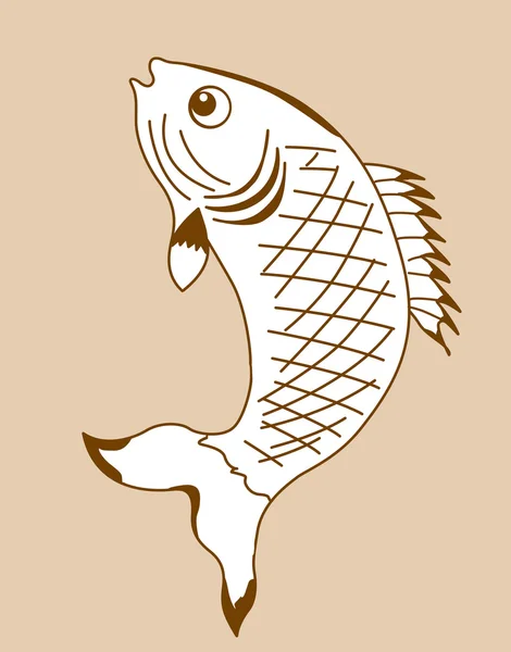 Fischsilhouette auf gelbem Hintergrund, Vektorillustration — Stockvektor