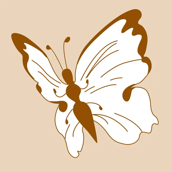 Silueta de mariposa sobre fondo amarillo, ilustración vectorial — Archivo Imágenes Vectoriales