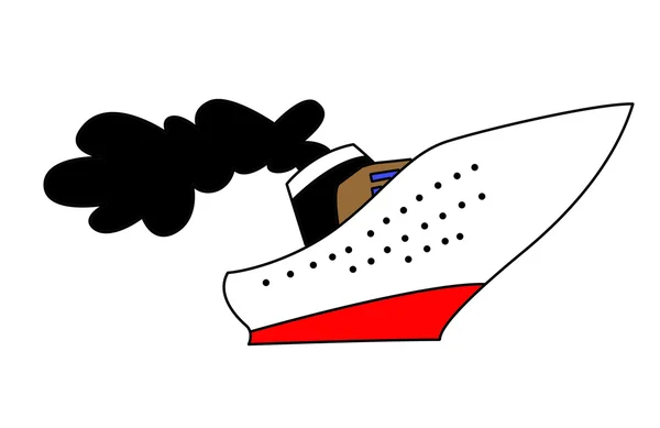 Steamship disegno su sfondo bianco, illustrazione vettoriale — Vettoriale Stock