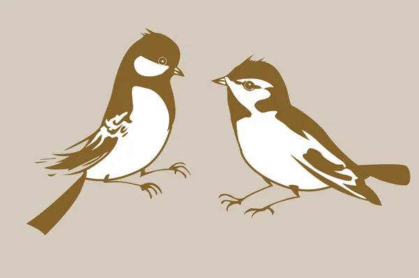Siluetas de aves sobre fondo marrón, ilustración vectorial — Archivo Imágenes Vectoriales