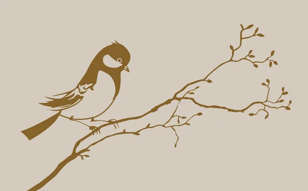 Vogel silhouet op bruine achtergrond, vectorillustratie — Stockvector