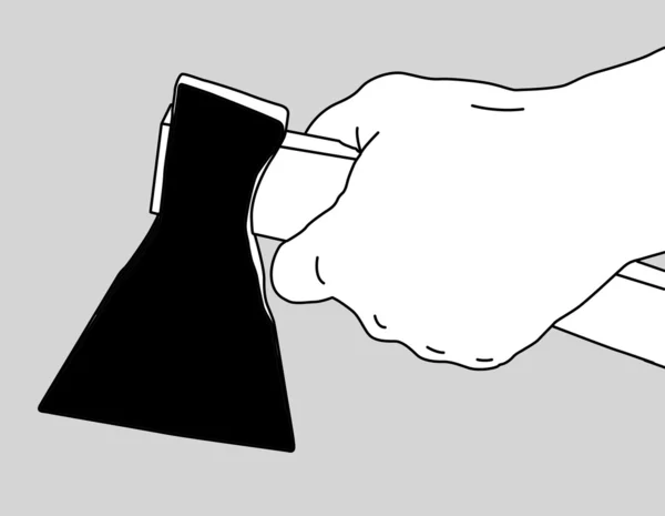 Топор в руке на белом фоне, векторная иллюстрация — стоковый вектор