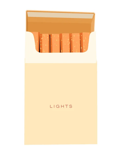 Paquete de cigarrillos sobre fondo blanco, ilustración vectorial — Vector de stock