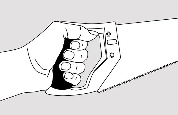 Serra na mão sobre fundo cinza, ilustração vetorial — Vetor de Stock