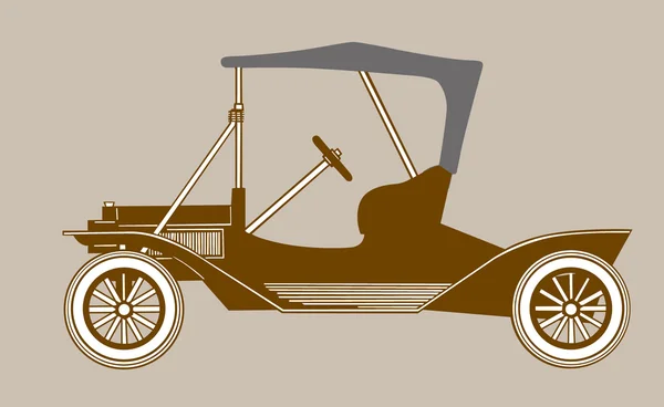 Retro araba siluet kahverengi zemin, vektör çizim üzerinde — Stok Vektör