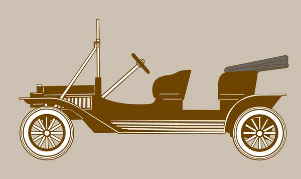 Силуэт ретро-автомобиля на коричневом фоне, векторная иллюстрация — стоковый вектор