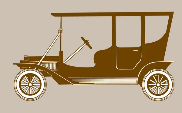 Silueta de coche retro sobre fondo marrón, ilustración vectorial — Vector de stock