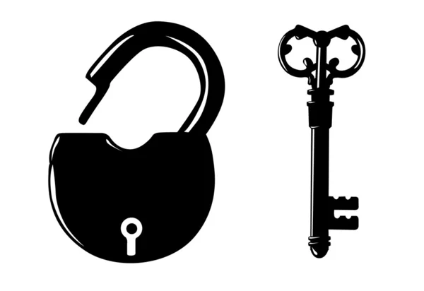 Silhouette cadenas sur fond blanc — Image vectorielle