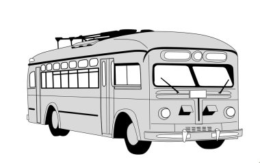 Trolley bus silhouette on white background clipart