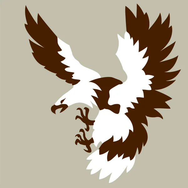 Dibujo de águila sobre fondo marrón, ilustración vectorial — Vector de stock
