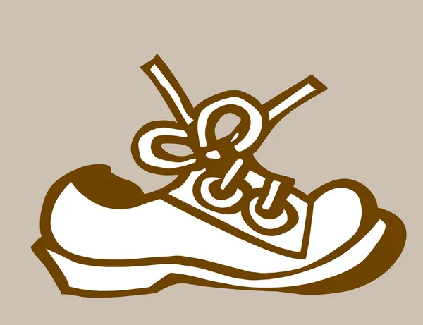 Sepatu tua pada latar belakang coklat, vektor ilustrasi - Stok Vektor