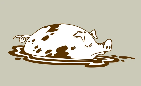 Dessin de porc sur fond brun, illustration vectorielle — Image vectorielle